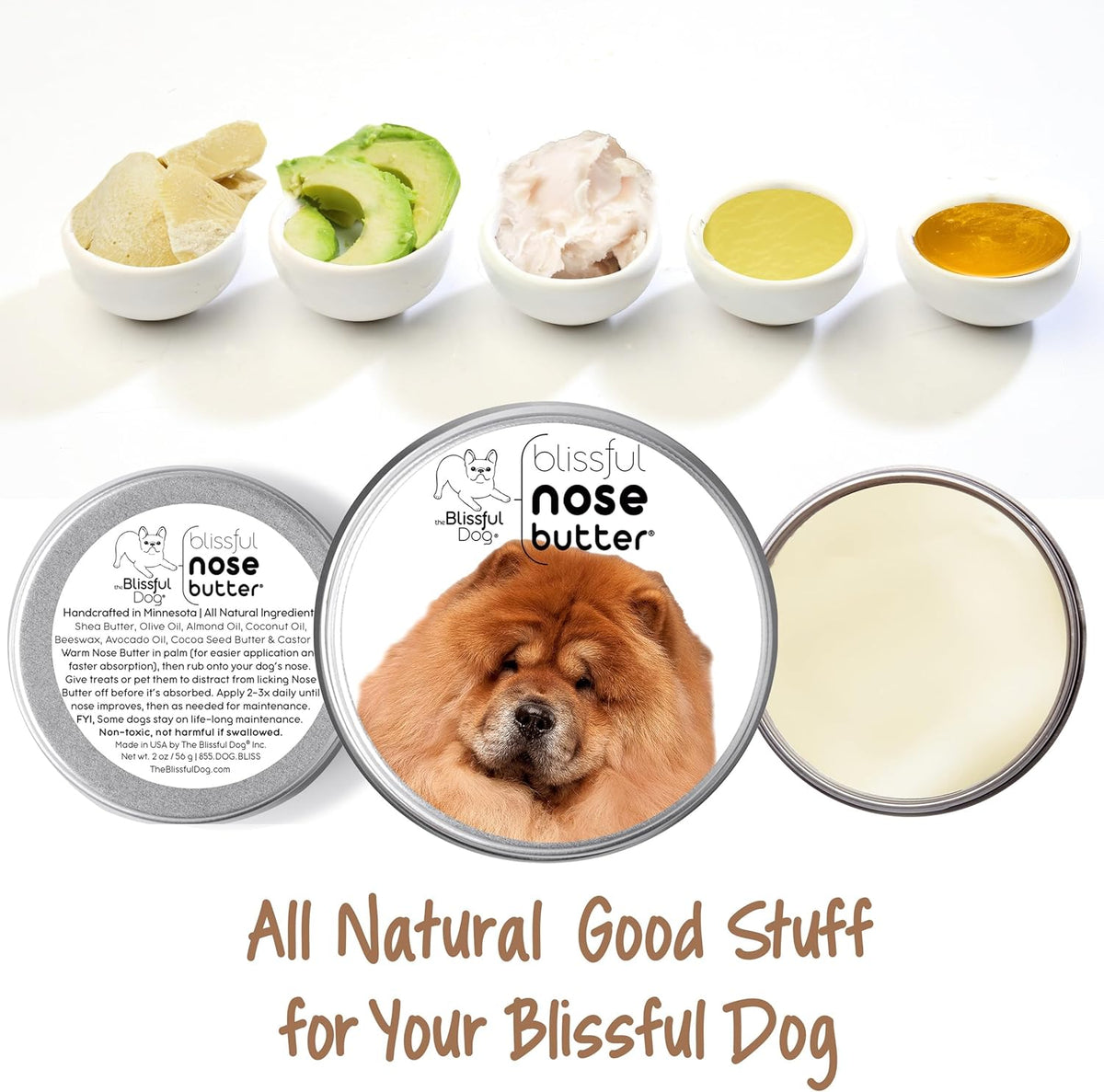 The Blissful Dog Chow Nose Butter for Dry, Cracked Skin, Lick-Safe Dog Nose Balm with Moisturizing