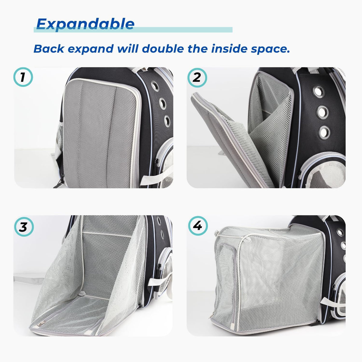 Lollimeow Cat Carrier Backpack, Bubble Expandable Backpack Carrier, Pets and Small