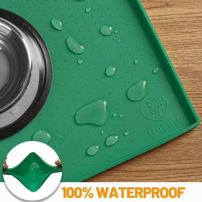 Hubulk Dog Feeding Mat,100% Waterproof Food Grade Silicone Pet Food and Water Bowl