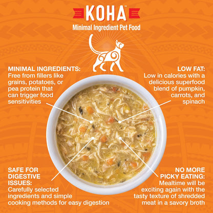 KOHA Pure Shreds Chicken Entrée for Cats, High Protein Wet Cat Food, 5.5oz Cans (Pack of 12)