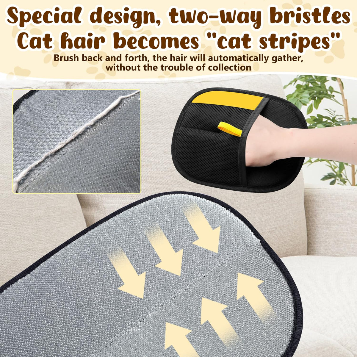 2PCS Pet Hair Remover Gloves, Electrostatic Pet Hair Removal Gloves for Cats & Dogs, Reusable