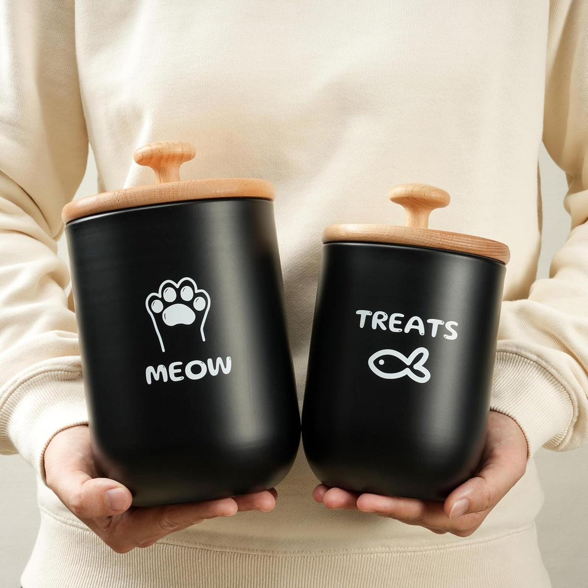 Cat Treat Container with Airtight Lid, Cat Food Oganizer Dry Food, Cat Food Storage Containers, Pet
