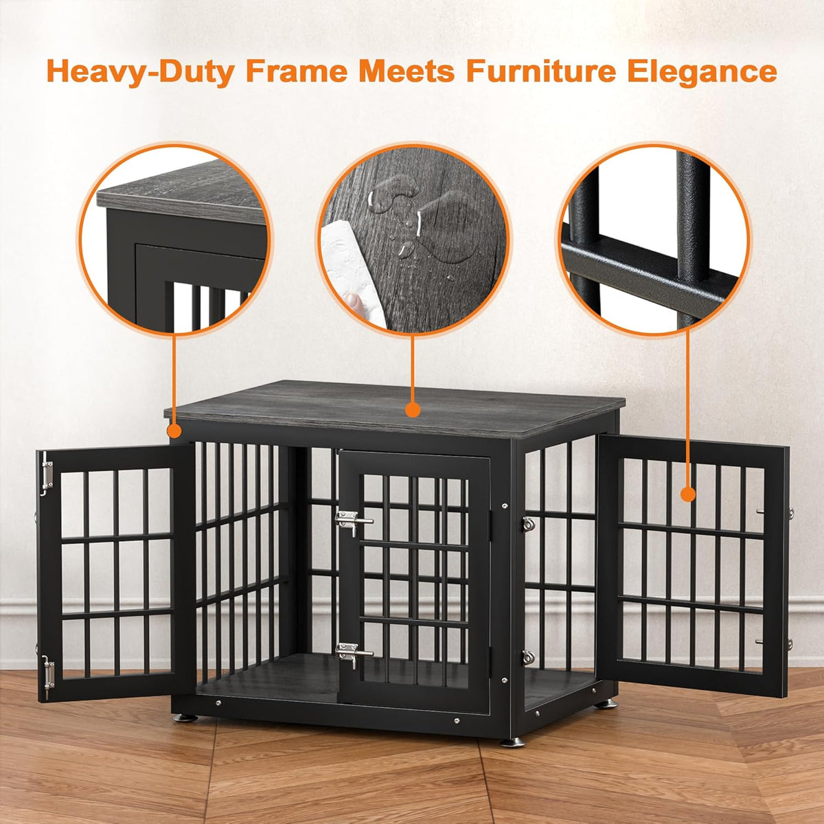 26 Inch Heavy Duty Dog Crate Furniture for Small Dogs, Decorative Pet House End Table, Wooden Cage