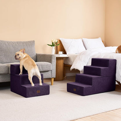 EHEYCIGA Dog Stairs for Bed 20" H, 4-Step Extra Wide Dog Steps for High Bed, Pet Steps for Small