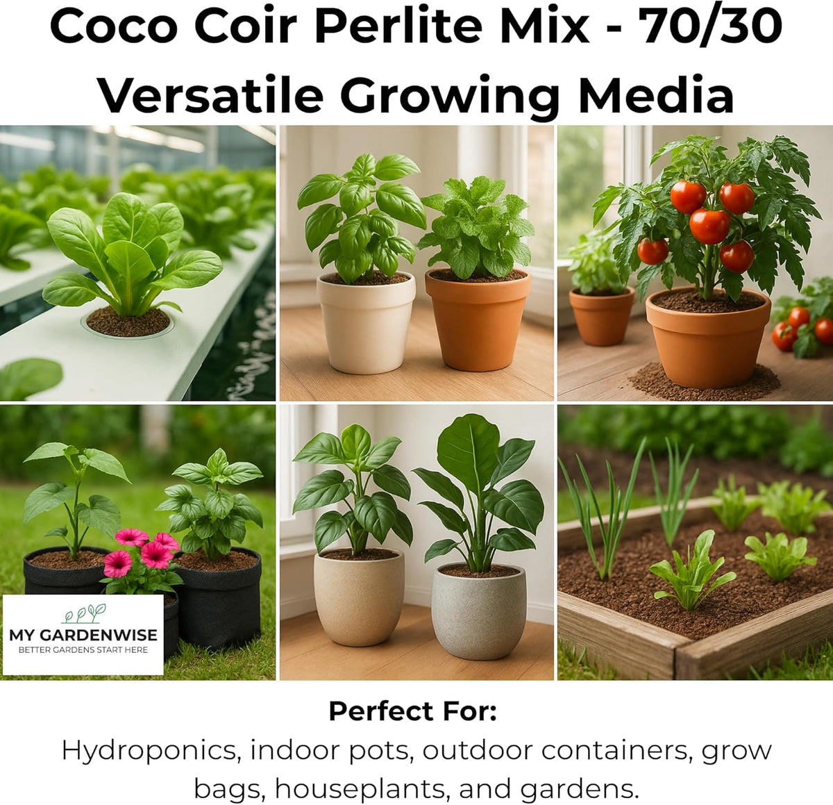 Coco Perlite - Coco Coir Perlite Mix - 70/30 Growing Media - Hydroponic, Indoor & Outdoor, Grow