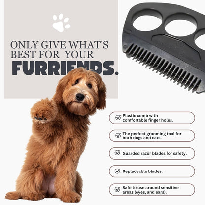 The Fur Hero, Pet hair comb - Skin Friendly Dog and Cat hair brush for Shedding with an embedded