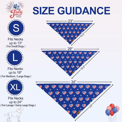 4th of July Dog Bandanas - 2 Pack Reversible American Flag Pet Scarf for Boy and Girl | Premium