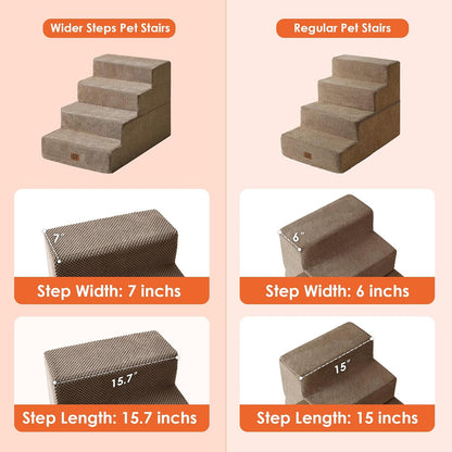 EHEYCIGA Dog Stairs for Bed 20" H, 4-Step Extra Wide Dog Steps for High Bed, Pet Steps for Small