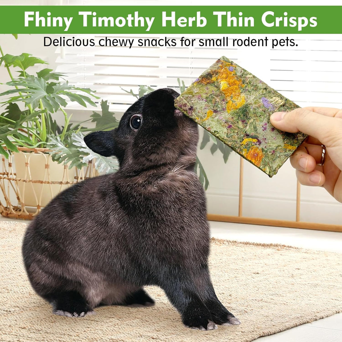 Fhiny 24 PCS Rabbit Timothy Hay Chips Toys, Natural Bunny Molar Treats with Herbal Flowers Rabbit