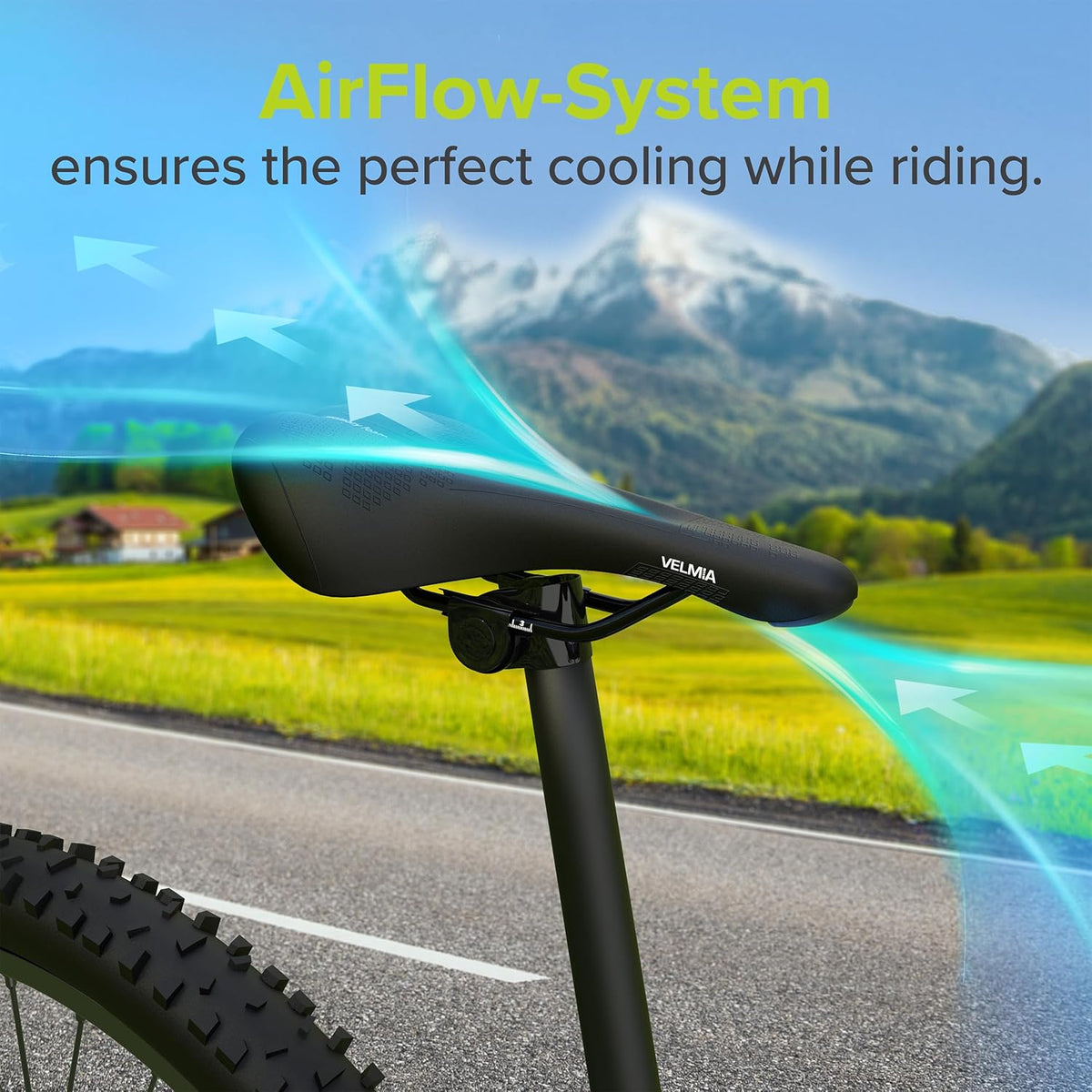 Velmia Bicycle Saddle - Comfortable Saddle for Men and Women - 3 Zone Concept - Waterproof Bicycle