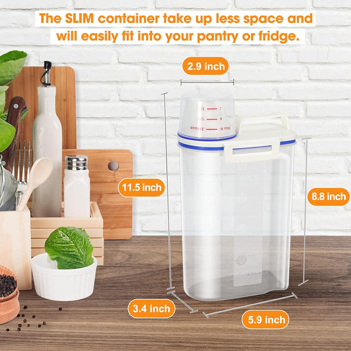 TBMax Rice Cereal Container Oatmeal Dispenser - 2 Pack Rice Storage Container with Measuring Cup +