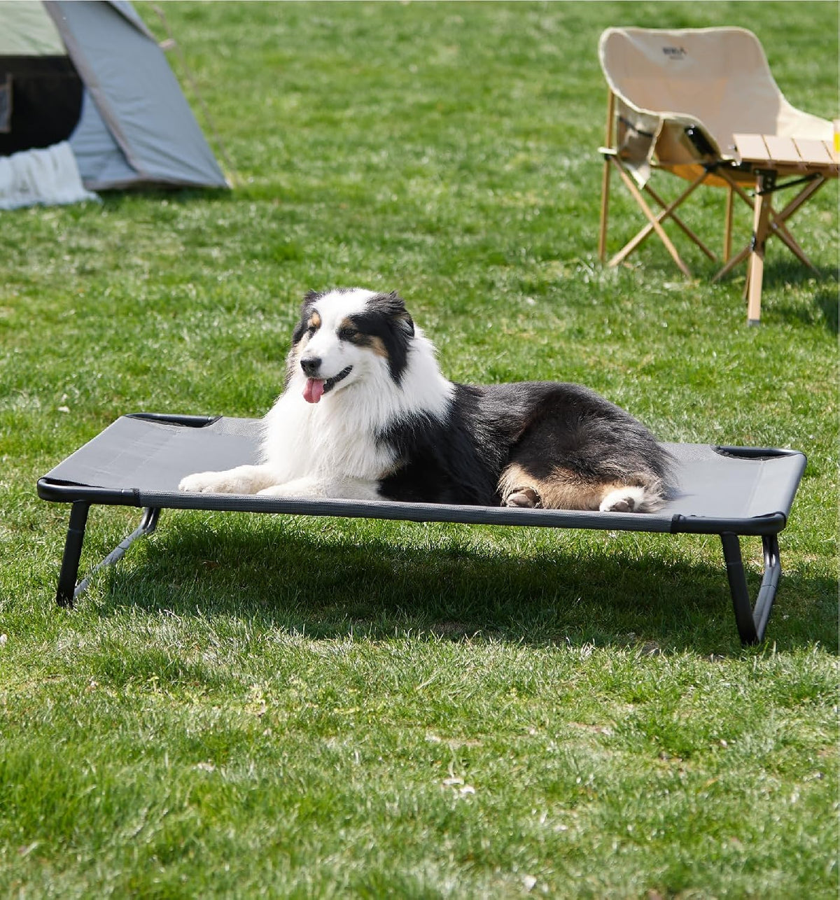 Made4Pets Outdoor Elevated Dog Bed for Large Dogs - Cooling Raised Pet Cot with Skid-Resistant