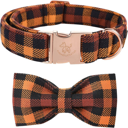 Elegant little tail Dog Collar with Bow, Bowtie Dog Collar, Adjustable Fall Dog Collars for Small