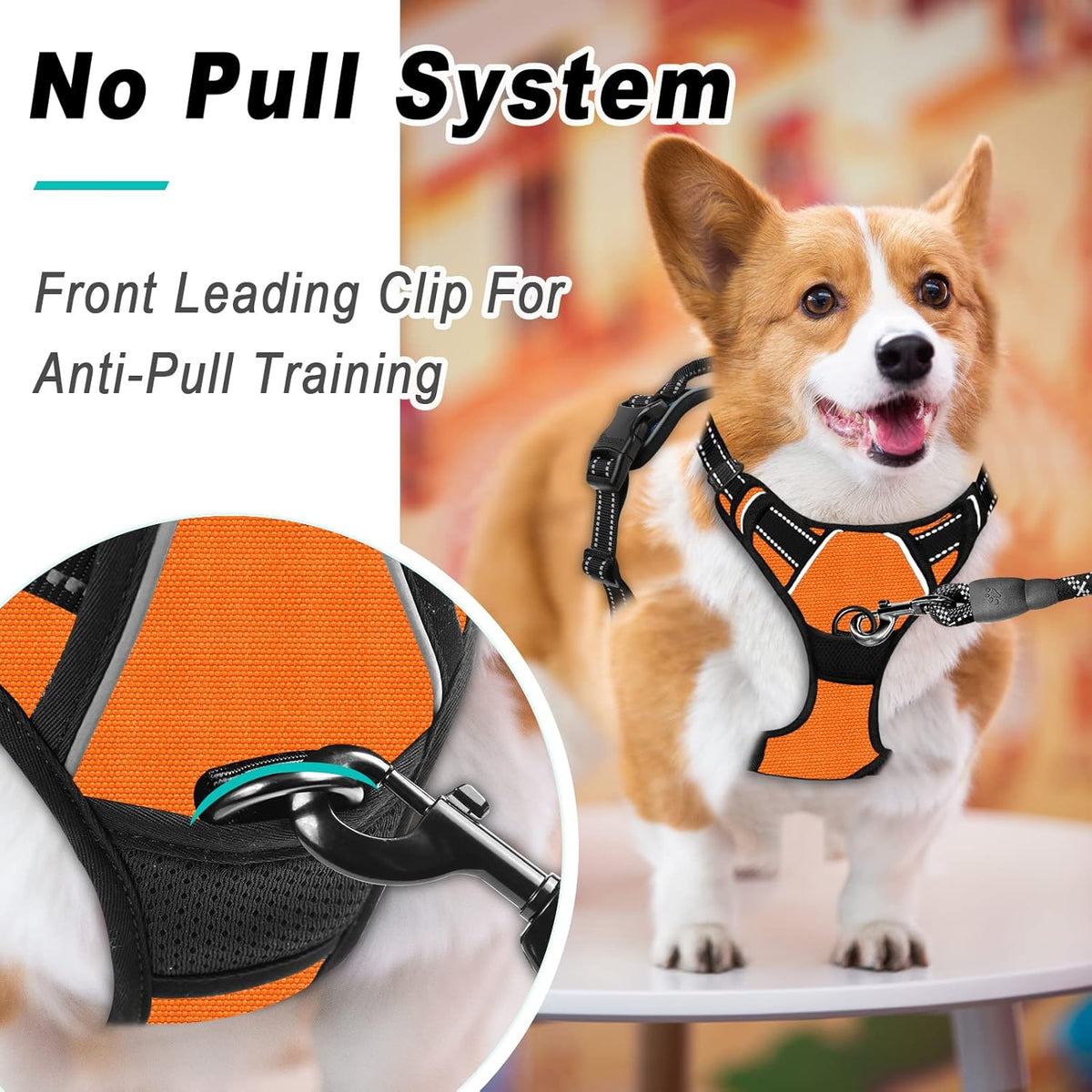 BARKBAY No Pull Dog Harness Large Step in Reflective Dog Harness with Front Clip and Easy Control
