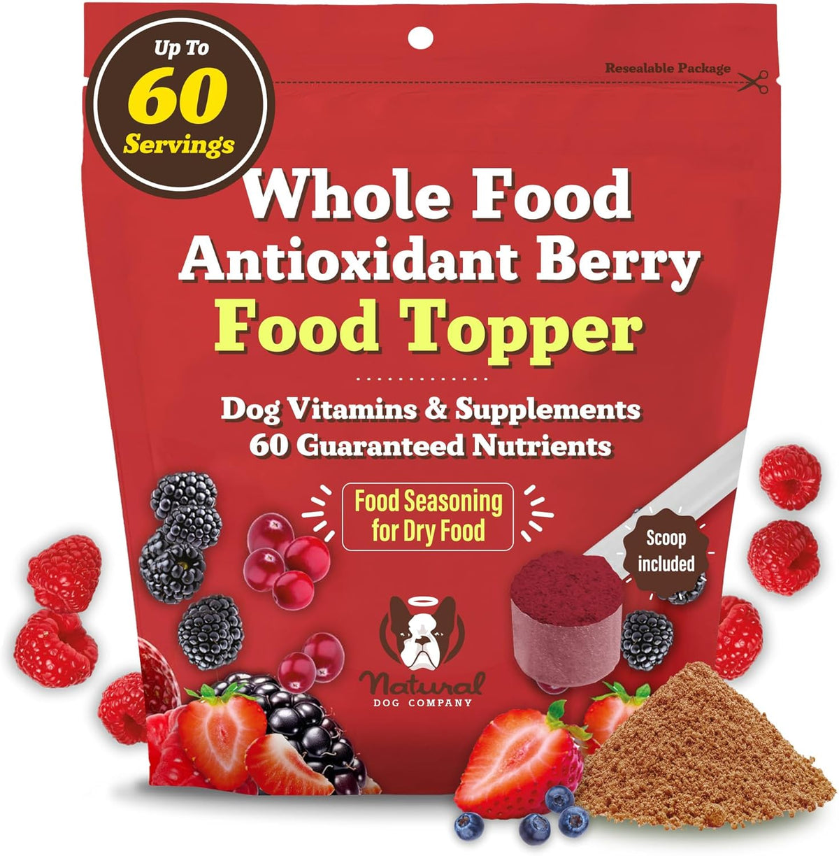 Natural Dog Company Dog Food Topper, Antioxidant Berry Vitamins & Superfood Meal Topper Supplement