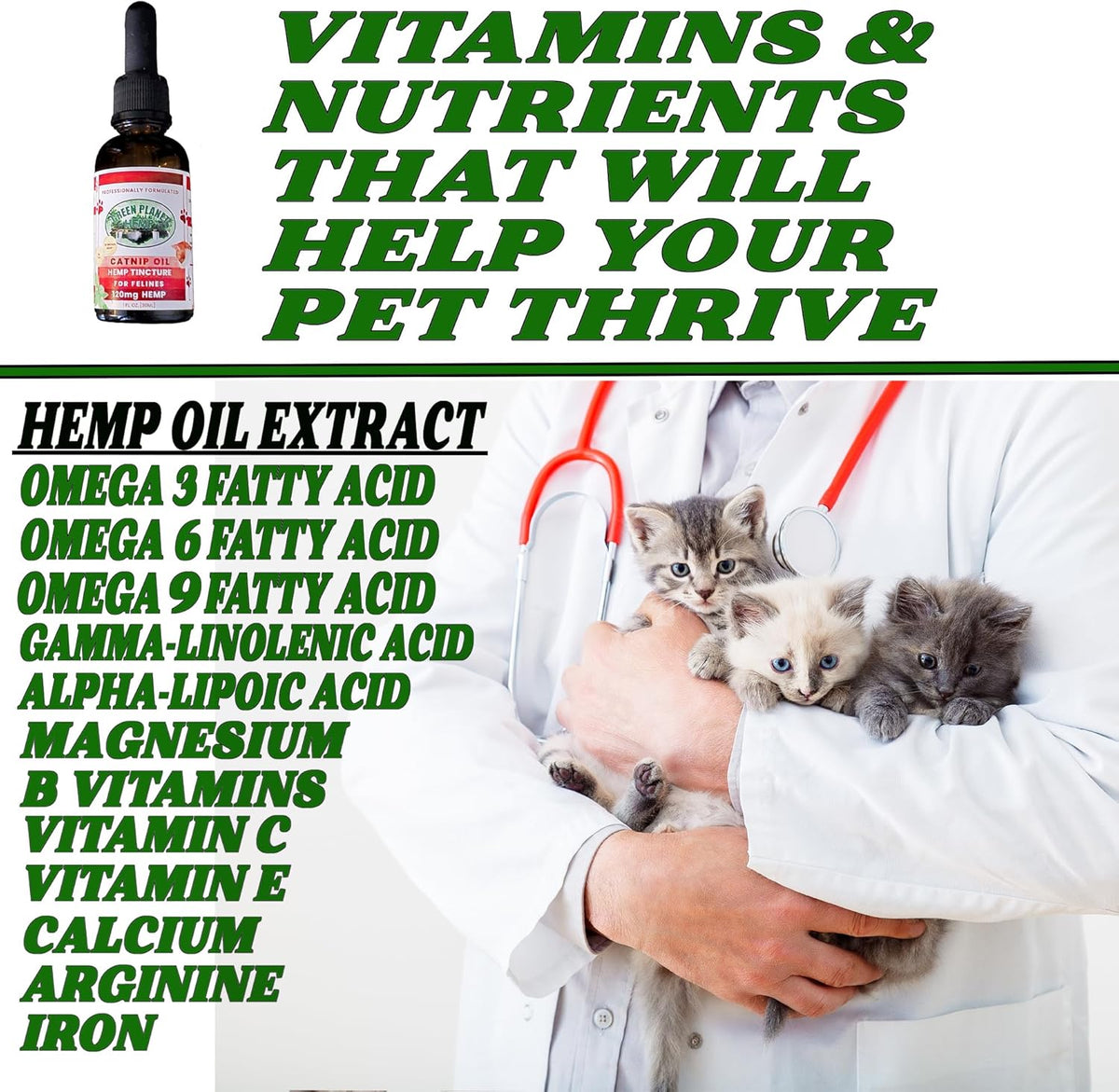 Pet Hemp Oil | Dogs and Cats | Catnip Oil | Green Planet Hemp | 120MG Organic Tincture | 100%