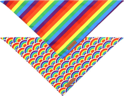 Realeaf Pride Dog Bandanas 2 Pack, LGBT LGBT+ Rainbow Scarves Bibs for Dogs, Premium Durable