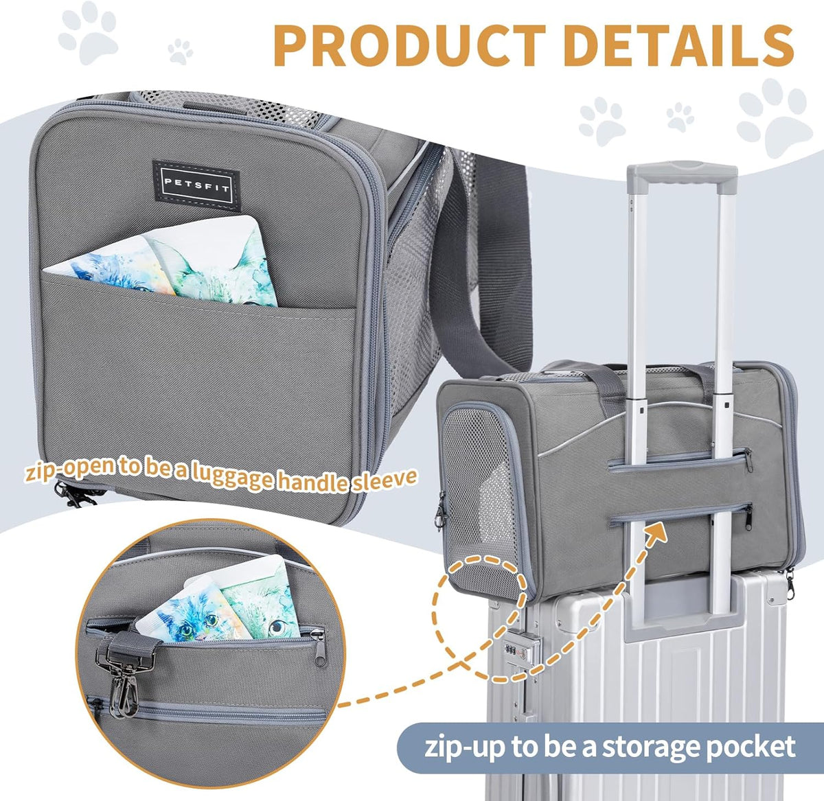 ‌Petsfit Airline Approved Pet Carrier for Small Dogs & Cats, 19x9x12 TSA Approved Carrier, with