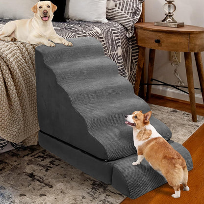 Soft Dog Stairs & Steps for High Beds 24-28 Inches Tall for Small Dogs, LitaiL Pet Stairs/Steps for