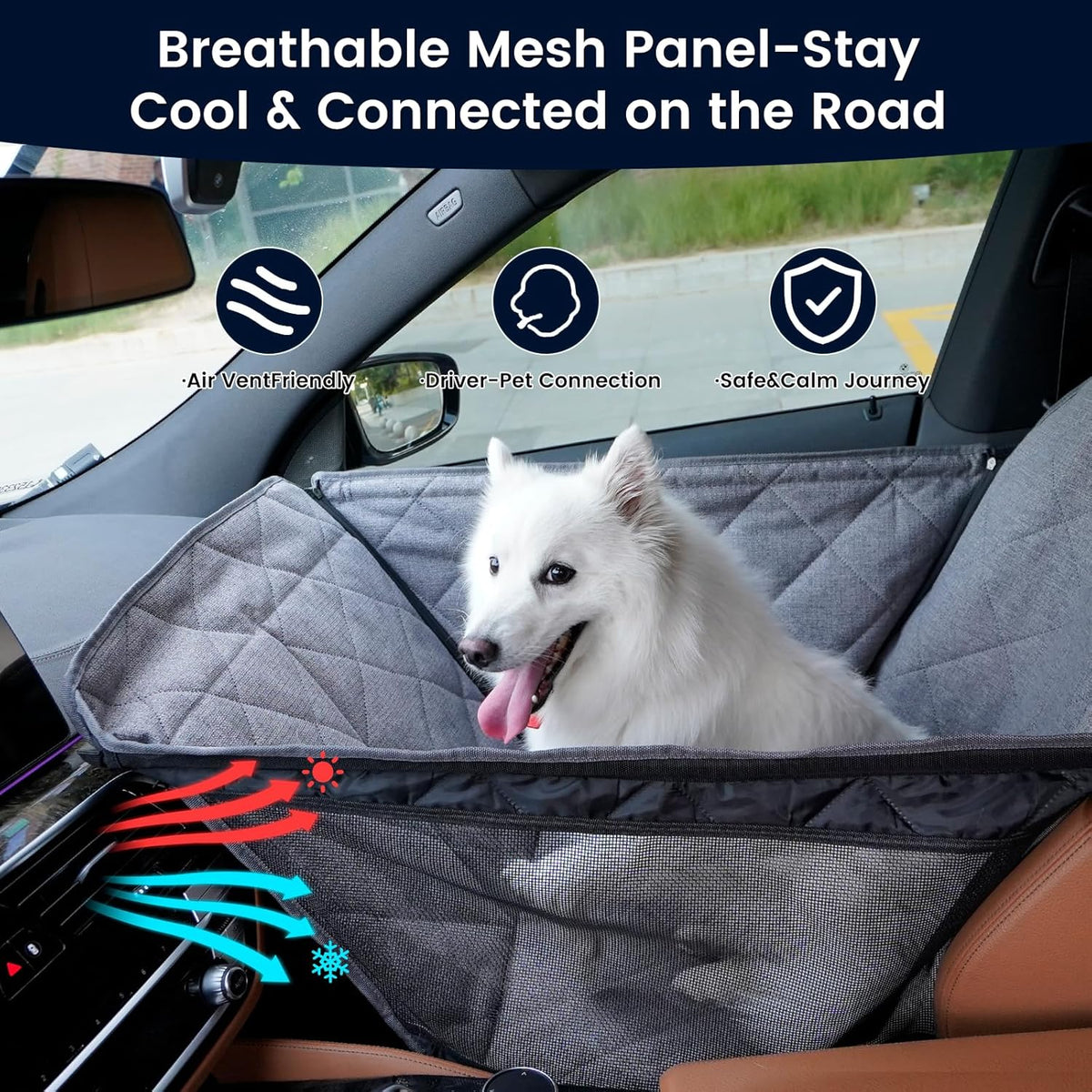 Dog Car Seat for Small/Medium Dogs with Door Protection – Full Coverage Pet Booster Seat with Mesh