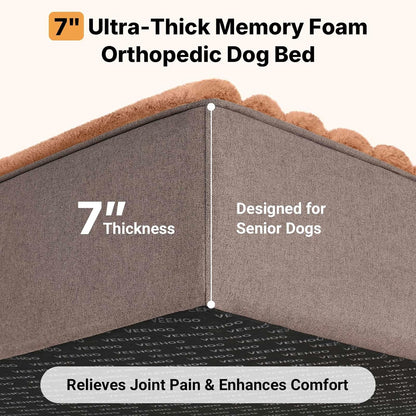 Veehoo Orthopedic Memory Foam Dog Bed, 7 Inch Thick Extra Large Dog Bed XL for Senior Dogs with