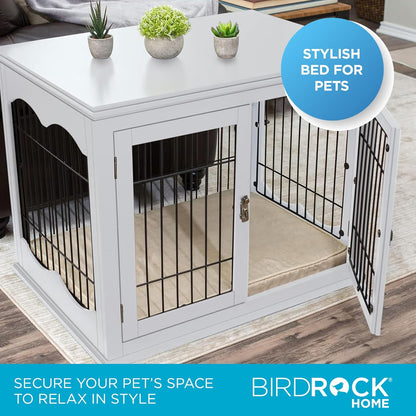 INTERNET'S BEST Decorative Dog Kennel with Pet Bed, Small Pet House, Double Door Indoor Crate