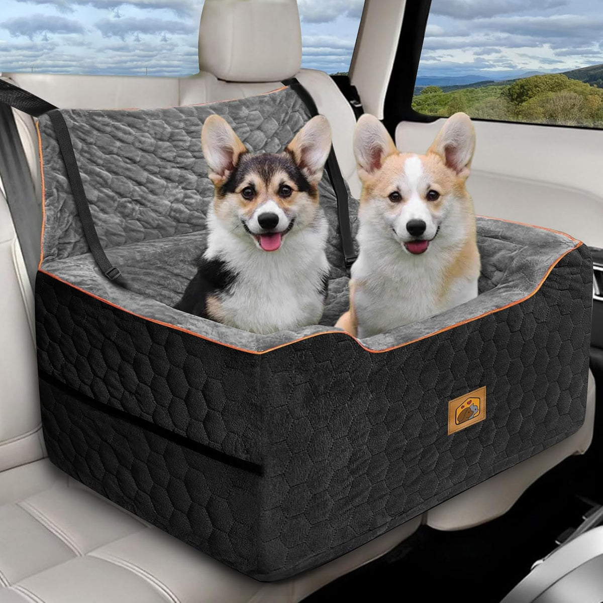 Dog Car Seat for Medium/Large Dog Booster Seat for Dogs Under 60 lbs or 2 Small Dogs