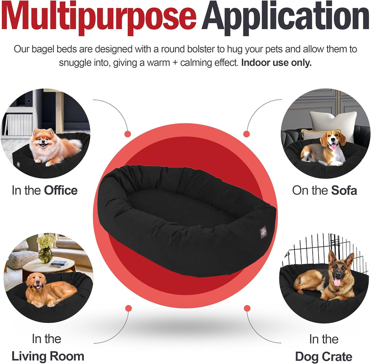Majestic Pet 40 Inch Suede Shredded Memory Foam Mix Calming Large Dog Bed Washable 40 x 29 x 9