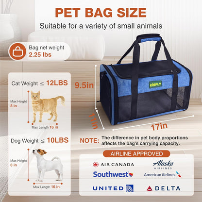TSA-Approved Under-Seat Airline Pet Carrier – Soft-Sided, Foldable Travel Bag for Cats, Puppies