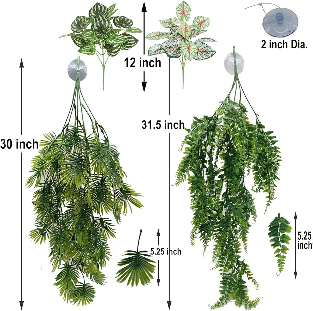 Reptile Plants for Bearded Dragon Tank Accessories, Terrarium Plant Artificial Decor for Snake