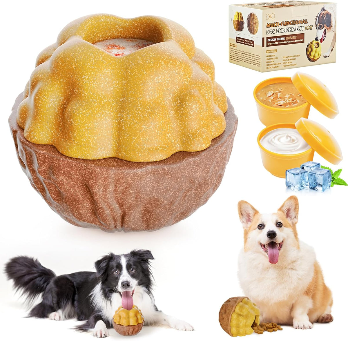 Dog Frozen Treats Toy, Cognitive Dogs Brain Stimulation Toys for Aggressive Chewers, Interactive