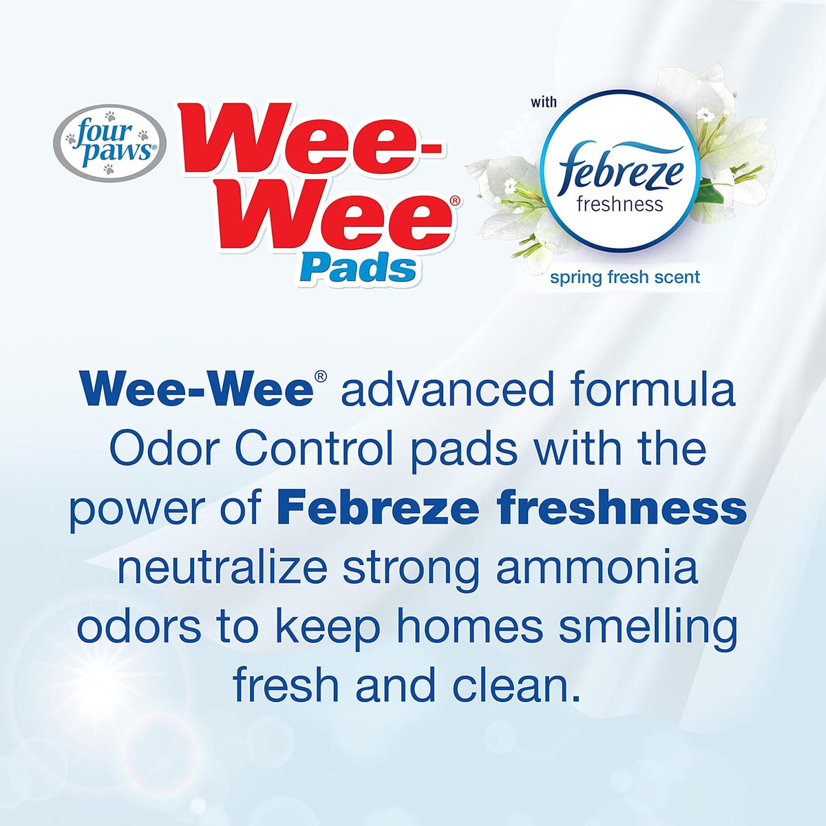 Four Paws Wee-Wee Odor Control with Febreze Freshness Pee Pads for Dogs & Puppies, Leak-Proof Dog