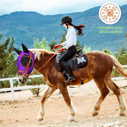 Horse Fly Mask with Ears, Comfortable Fit Stretch Fabric with UV Protection Soft on Skin