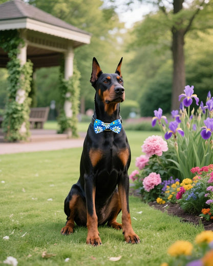 PET SHOW 10 Pack Floral Big Dog Bow Ties for Large Medium Dogs Sliding Collar Attachments Spring