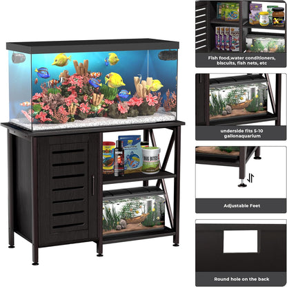 40-50 Gallon Fish Tank Stand, Aquarium Stand with Cabinet Accessories Storage, Heavy Duty Metal