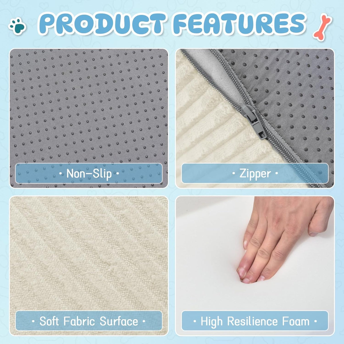 Dog Stairs & Steps for High Beds, 2 Steps High Density Foam Waterproof Dog Ramp for Small Dogs and