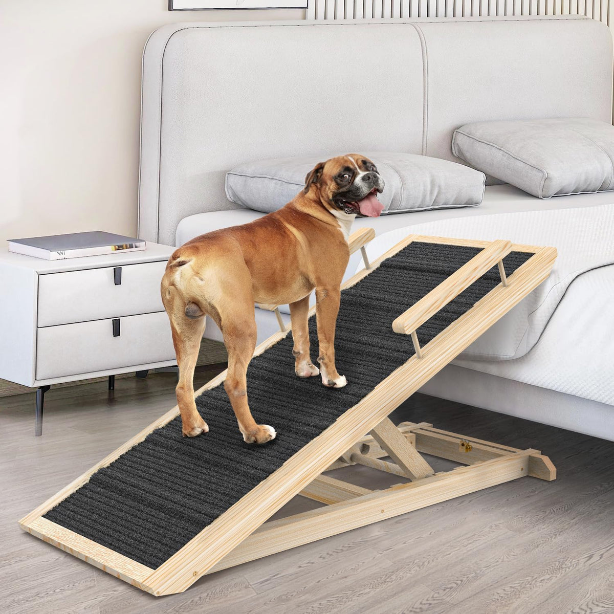 Dog Ramp for Couch, Bed or Car, Wooden 44" Long Pet Stairs for Small & Large Old Dogs & Cats, Hold