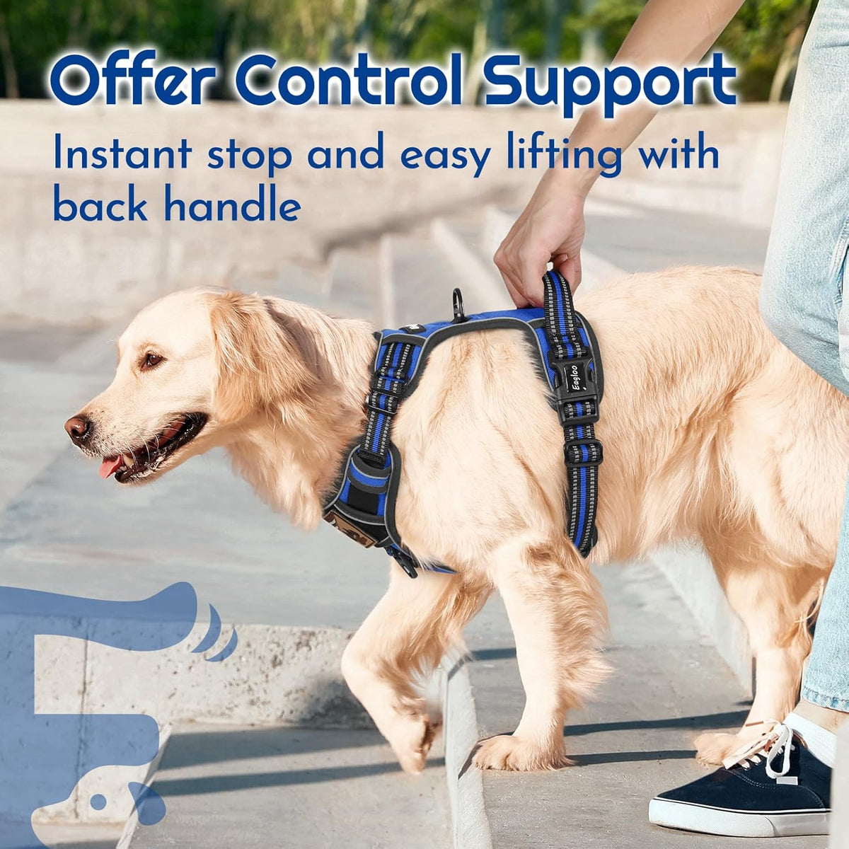 Eagloo Dog Harness Medium Sized, Easy Wearing with 3 Buckles, Adjustable No Pull Pet Harness with 2