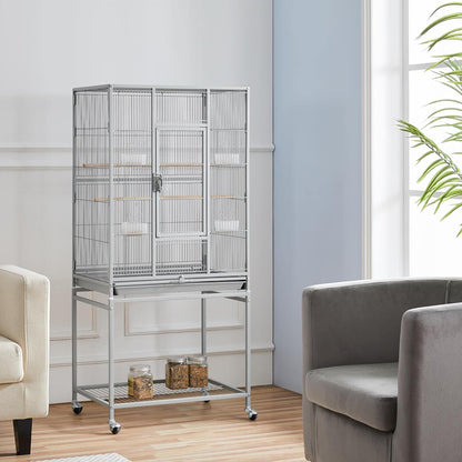 Yaheetech Metal Large Bird Cage Parrot Parakeet Cage w/Stand for Small Parrot Cockatiel Sun