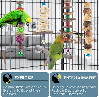 Bissap Bird Chew Toys, 5 Packs Parakeet Natural Wood Toys Parrot Hanging Cage Toy Bird Perch Stand