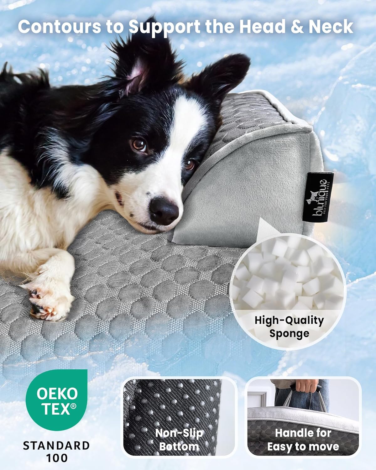 Large Cooling Dog Bed – 41 x 37 inch Waterproof Couch Cover for Dogs Washable, Non-Slip Bottom