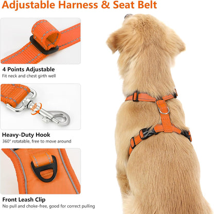 Dog Seat Belt Harness for Car, Dog Car Harness Adjustable Mesh Breathable & Dogs Seatbelt Safety