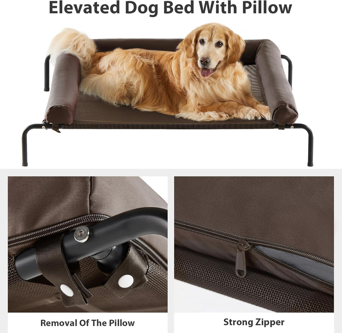 RRPETHOME Large Elevated Cooling Dog Bed, Raised Dog Cot Beds for Large Dogs, Elevated Outdoor Pet