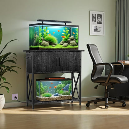 ZENY 20-29 Gallon Fish Tank Stand with Cabinet for Fish Tank Accessories Storage, Metal Double