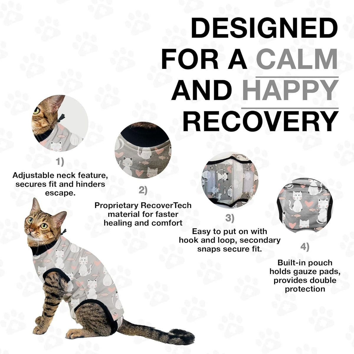 Bellyguard Cat Recovery Suit Female and Male, Comfy Onesie After Surgery, Kitten Clothes for