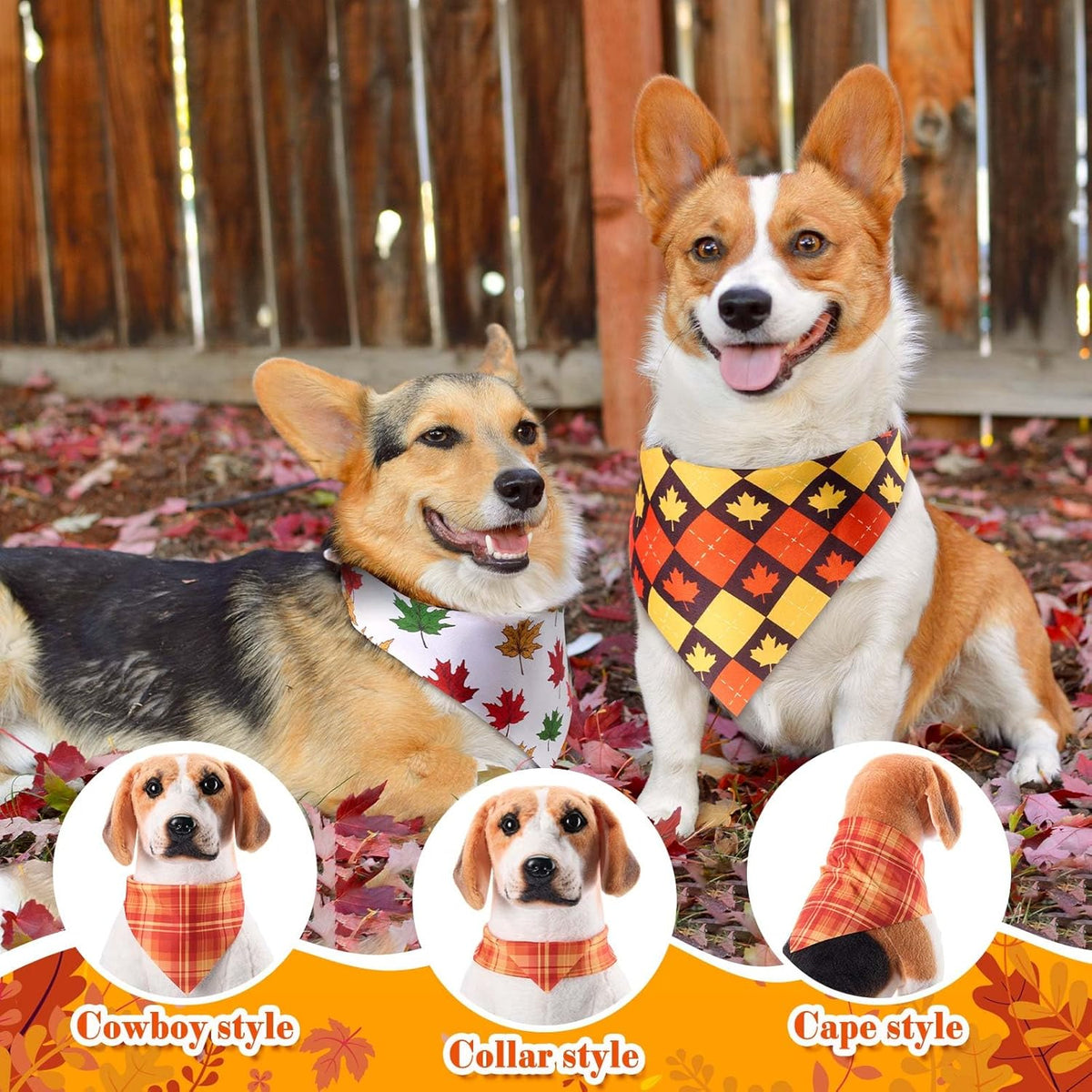 Sanwuta 120 Pcs Fall Thanksgiving Dog Bandanas Bulk, Dog Scarves for Small Medium Large Dogs Cats