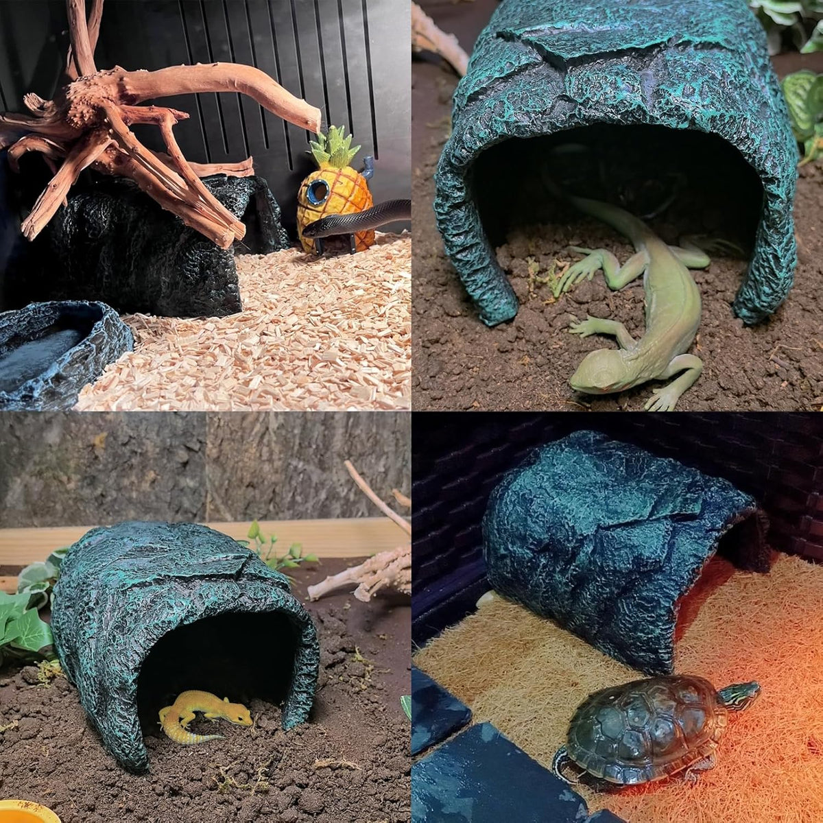 BNOSDM Large Reptile Hideout, Tortoise Hide, Bearded Dragon Hideout Cave Shelter, Resin Turtle
