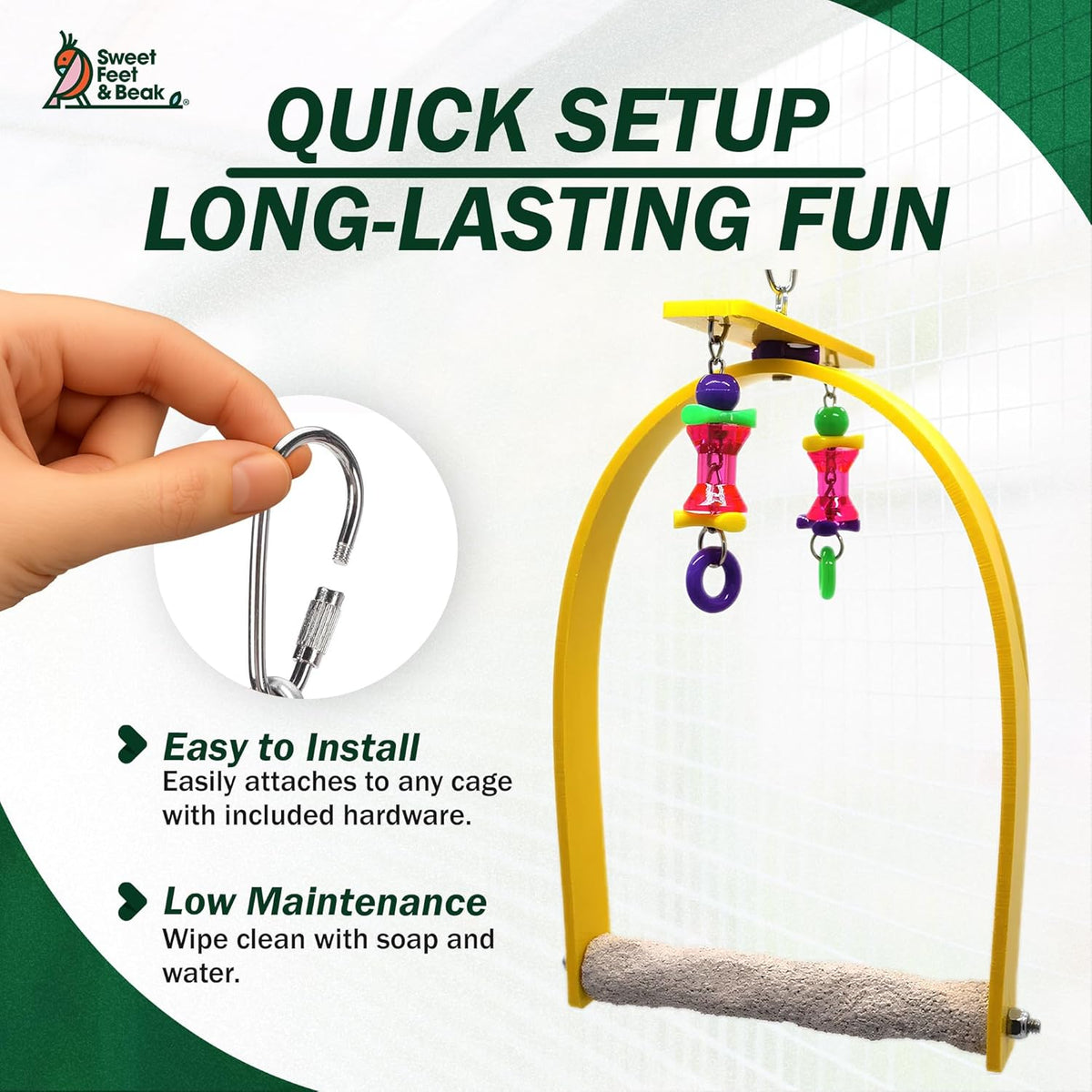 Small Whirly Bird - Perfect Cage Toy Stimulates Visual and Physical Activity - Safe, Non-Toxic