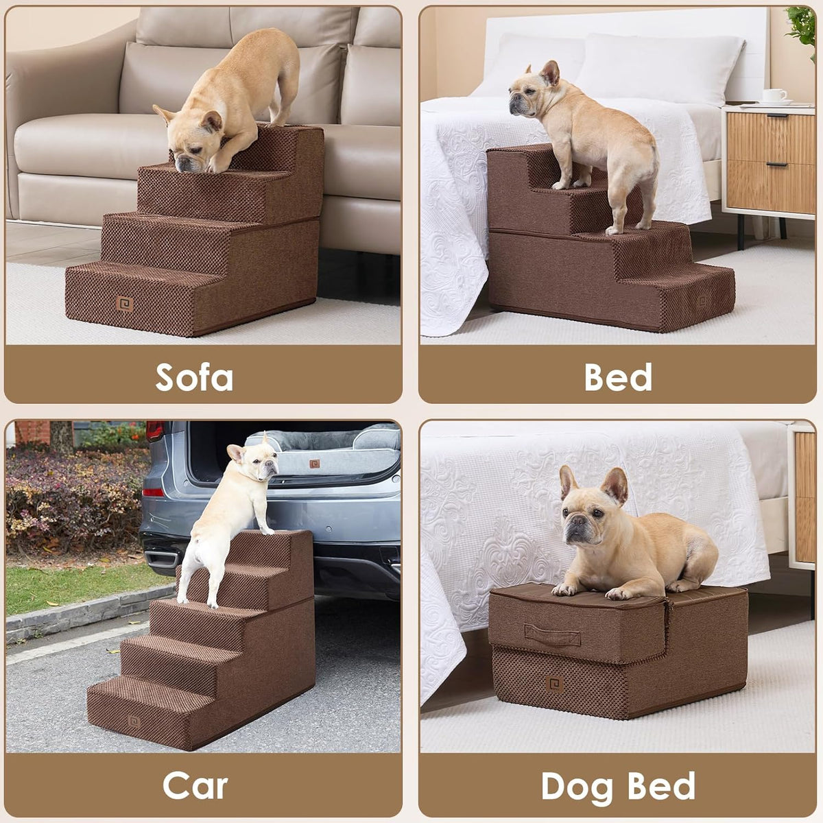 EHEYCIGA Dog Stairs for Bed 18" H, 4-Step Dog Steps for High Bed, Pet Steps for Small Dogs and