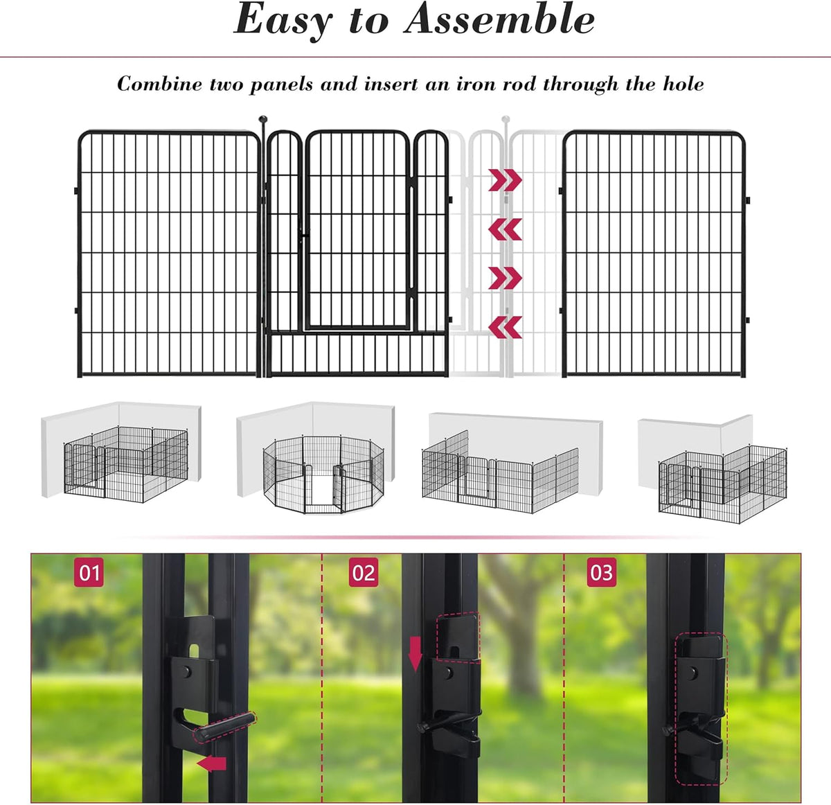Dog Playpen 40 inch 10 Panels Indoor Dog Pen for Large/Medium/Small Dogs Heavy Duty Metal Dog Fence